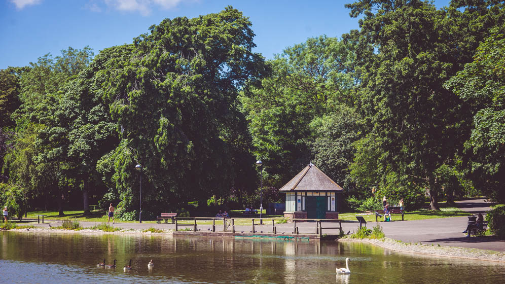 The lake in Leazes Park, in Newcastle's city centre.